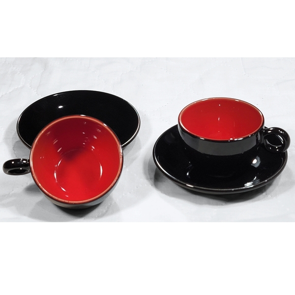 Rare Vintage Pagnossin Treviso Italy Black Espresso/Demitasse Cups & Saucers Set - Picture 10 of 13